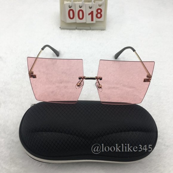 Luxury Rimless Rectangle Slim Rectangle Sunglasses - Picture 4 of 4